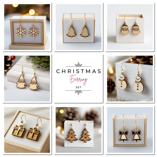 Christmas Earring Design Bundle | Laser Cut Templates for Snowflakes, Gifts & Santa Earrings 711