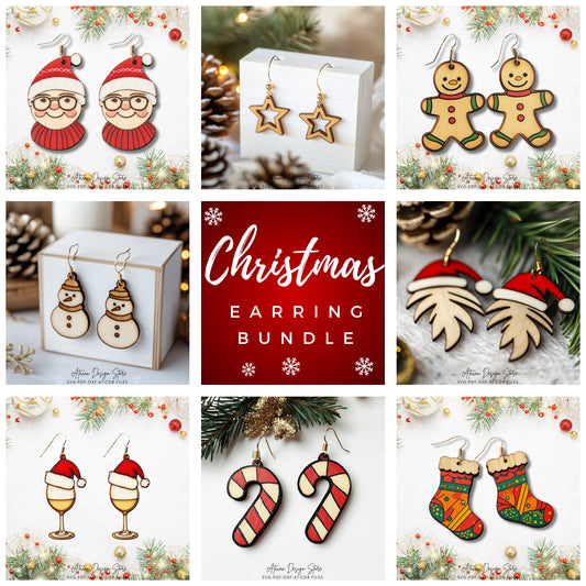 Christmas Earring Bundle - Festive Santa, Star, Gingerbread & Stocking Laser Cut Designs 708