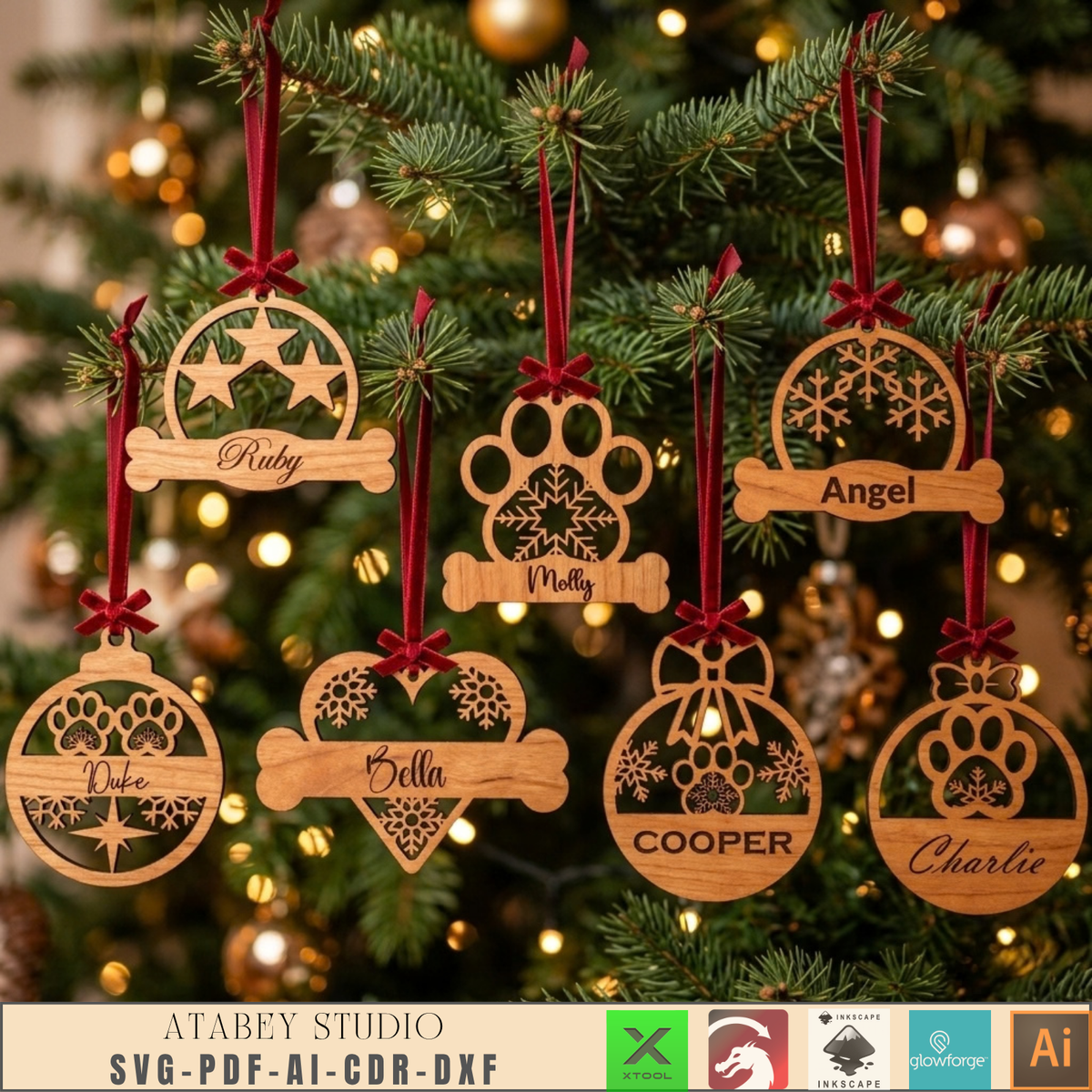 Custom Dog or Cat Ornament | Unique Wooden Pet Christmas Decor for Laser Cutting 925