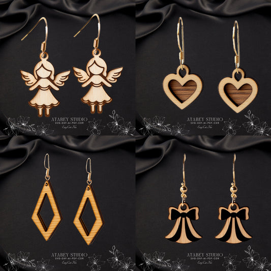 Angel & Bell Earrings Bundle - Perfect for Laser Cutting Machines  Holiday Jewelry Creations 884