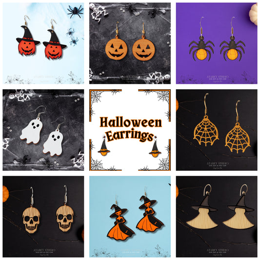 Halloween Earring Bundle for Laser Cutters – Perfect for Festive Crafting 878