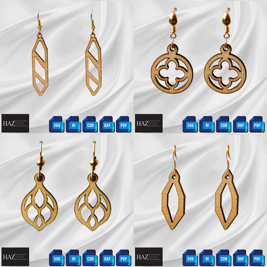 Elegant Wooden Earring Template Set for Laser Cutters - Digital Download 337