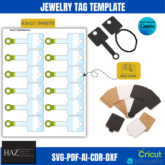 Drag & Drop Jewelry Tag Template | 8.5x11" Sheets, Ready for Cricut  Silhouette 374