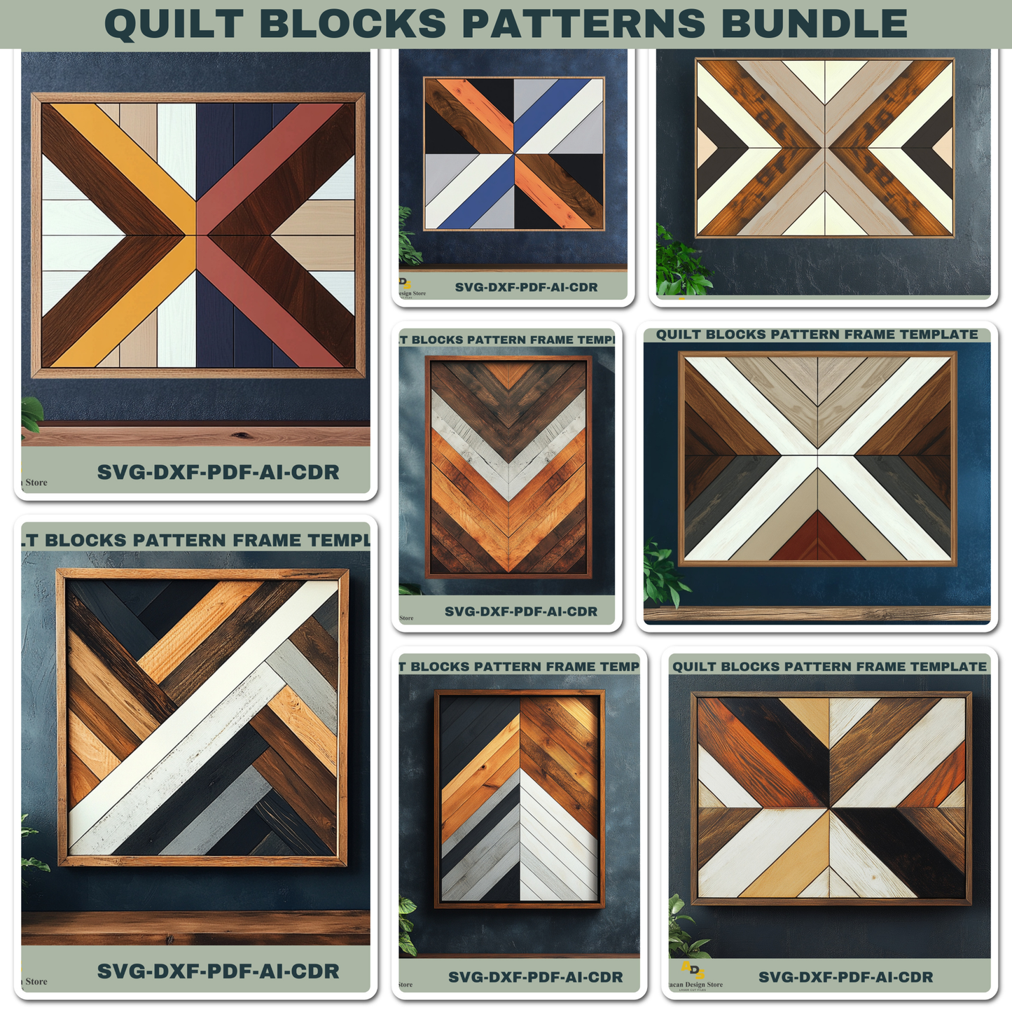 Wood Art Quilt Block Designs - Laser Cut Patterns for Unique Wall Decor Projects 758