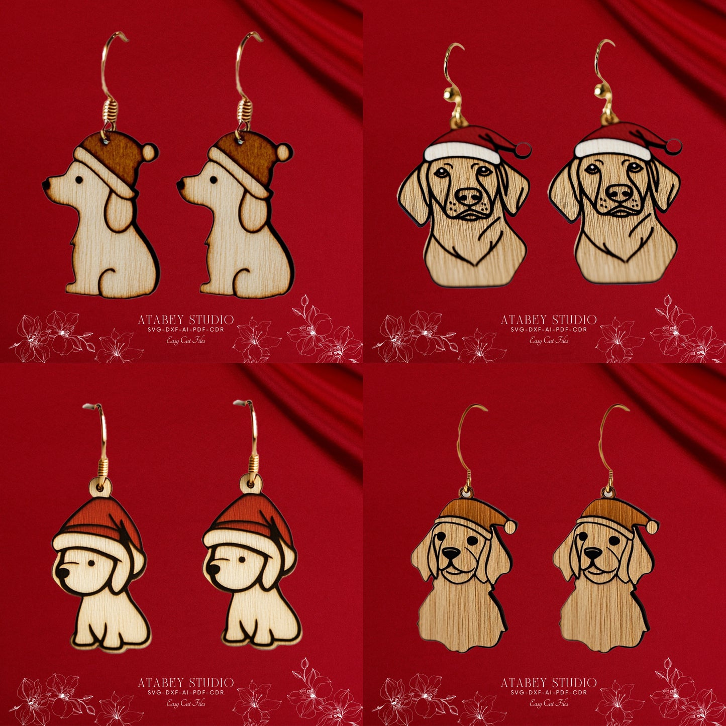 Christmas Dog Earrings Template - Cute and Easy Laser Cut Design Bundle 885