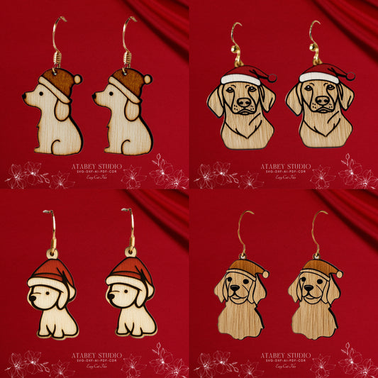 Christmas Dog Earrings Template - Cute and Easy Laser Cut Design Bundle 885