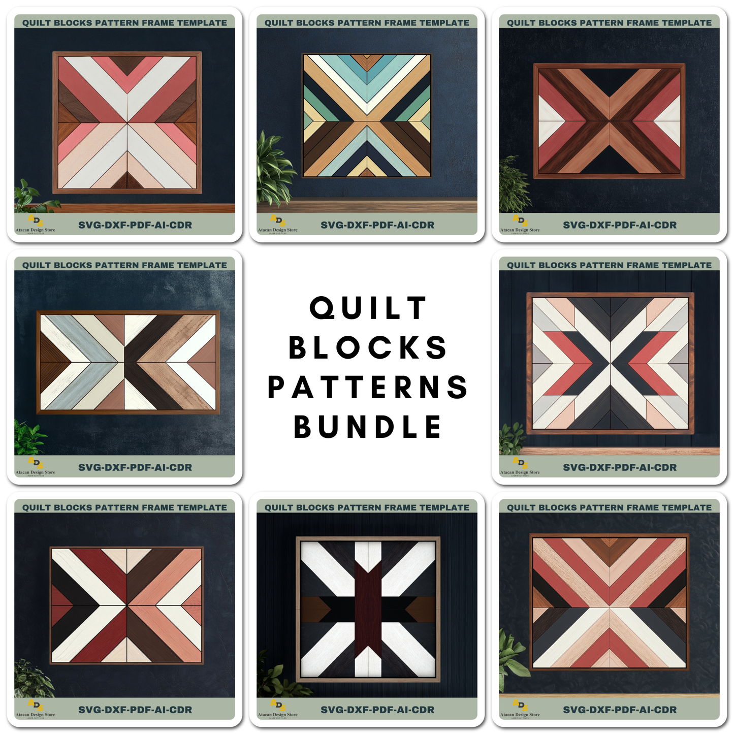 Quilt Block Design Bundle - Perfect for Laser Cutters, DIY Wall Art & Home Decor 756