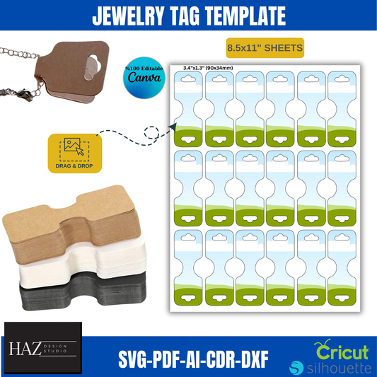 Professional Jewelry Tag Template Bundle | Bracelet & Necklace Cards | SVG, PDF, AI Compatible with Cricut  Canva 373