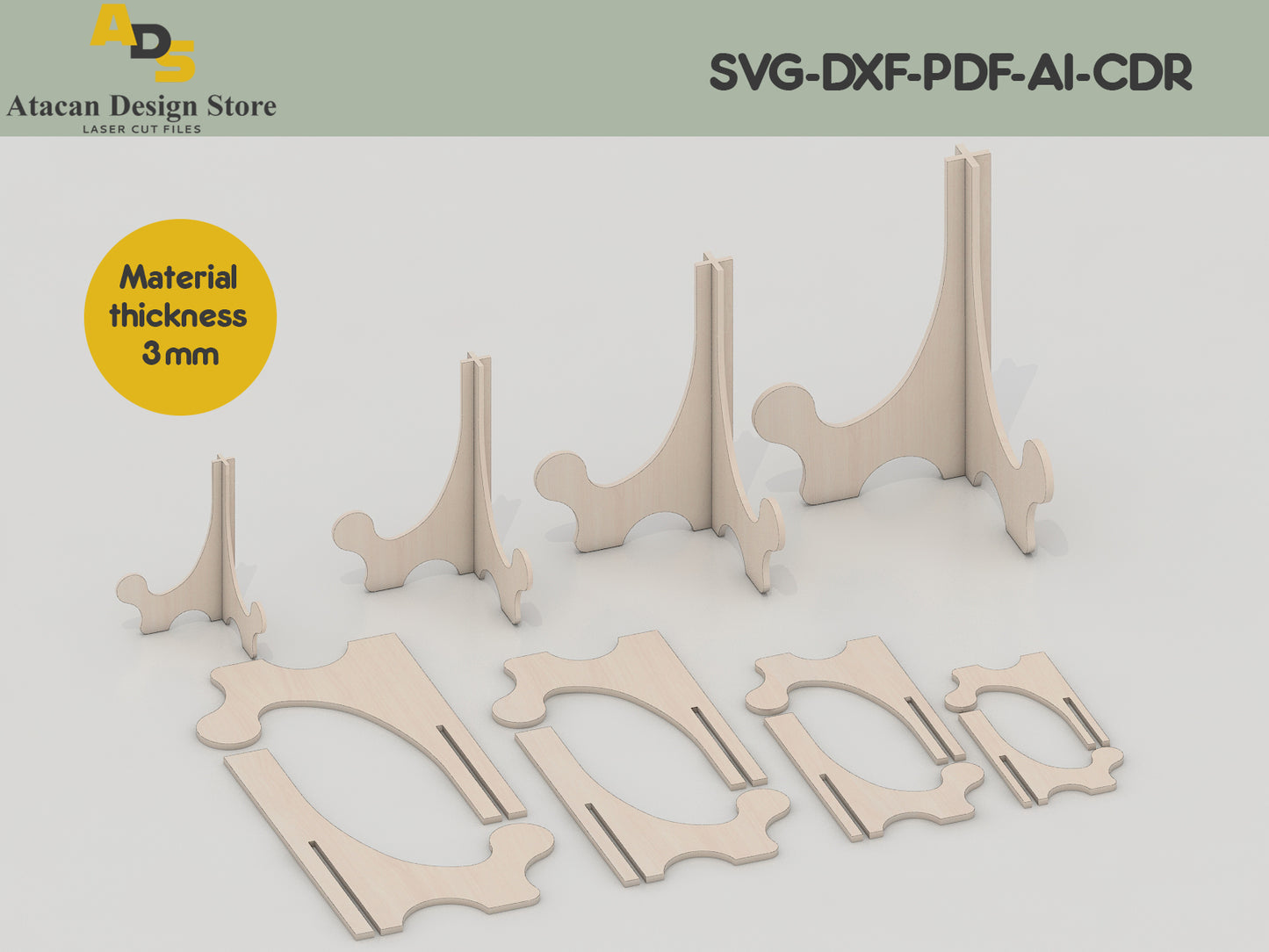 Versatile Easel Stand Laser Cut Files Bundle for DIY Projects - Svg, Dxf, Pdf, Ai, Cdr Formats 394