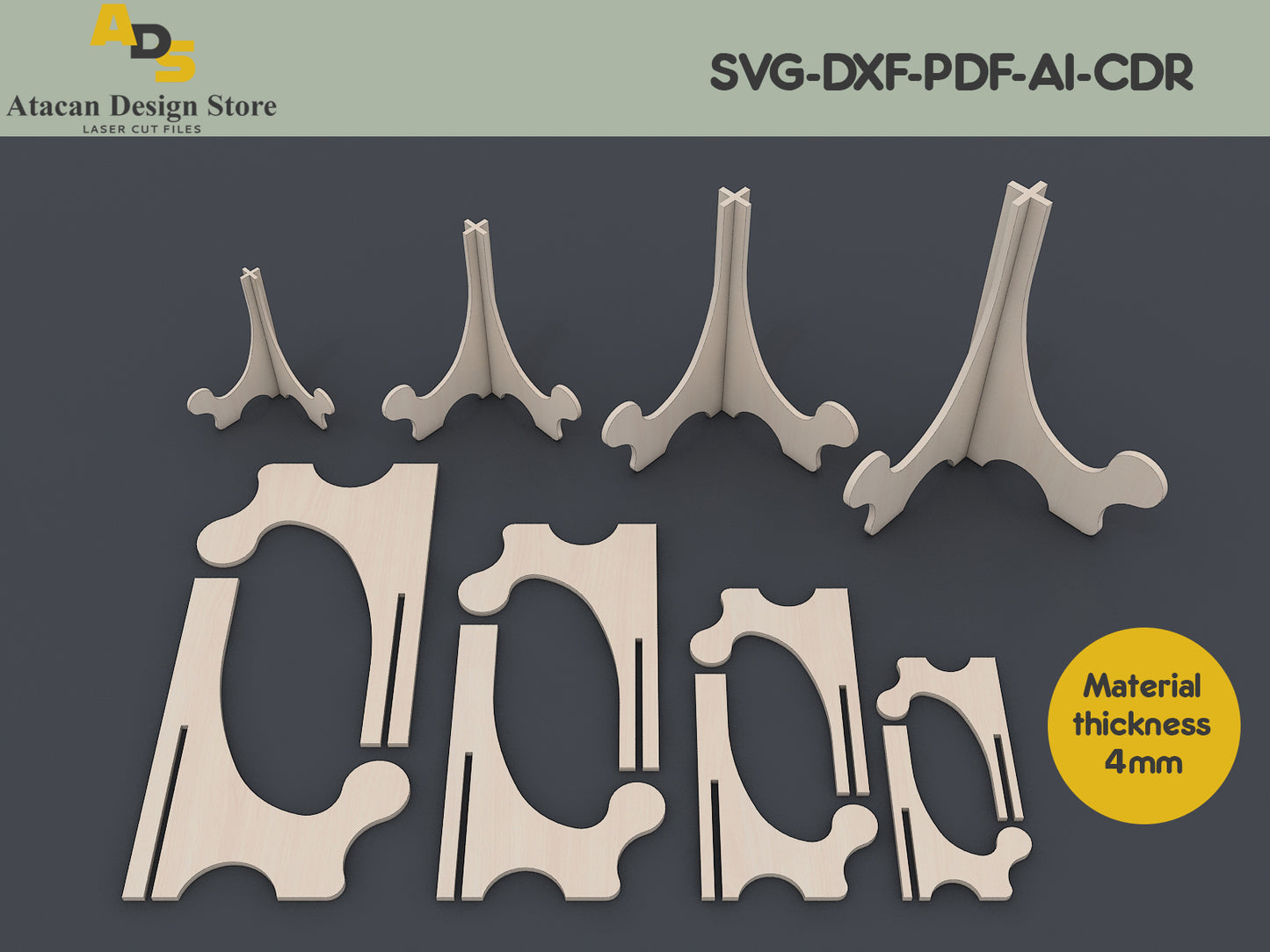 Versatile Easel Stand Laser Cut Files Bundle for DIY Projects - Svg, Dxf, Pdf, Ai, Cdr Formats 394