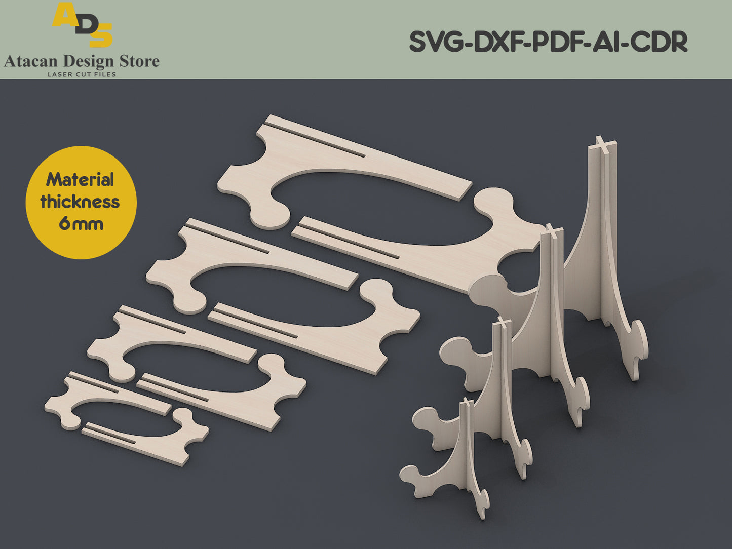 Versatile Easel Stand Laser Cut Files Bundle for DIY Projects - Svg, Dxf, Pdf, Ai, Cdr Formats 394