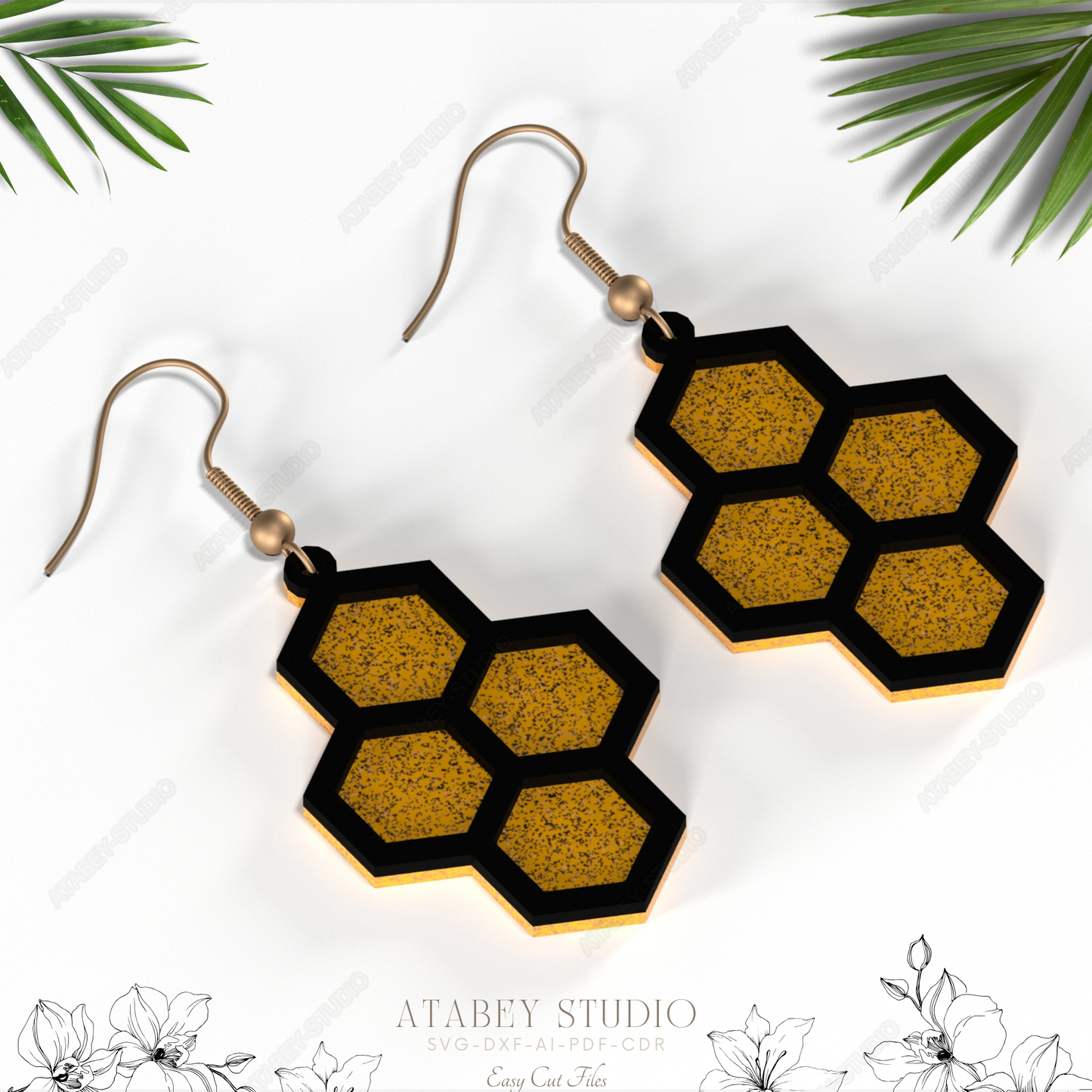 Honeycomb & Bee Earrings - Bee Inspired Earring Collection - Unique Honeycomb, Hive, Bee Designs - Unique Nature Jewelry 863