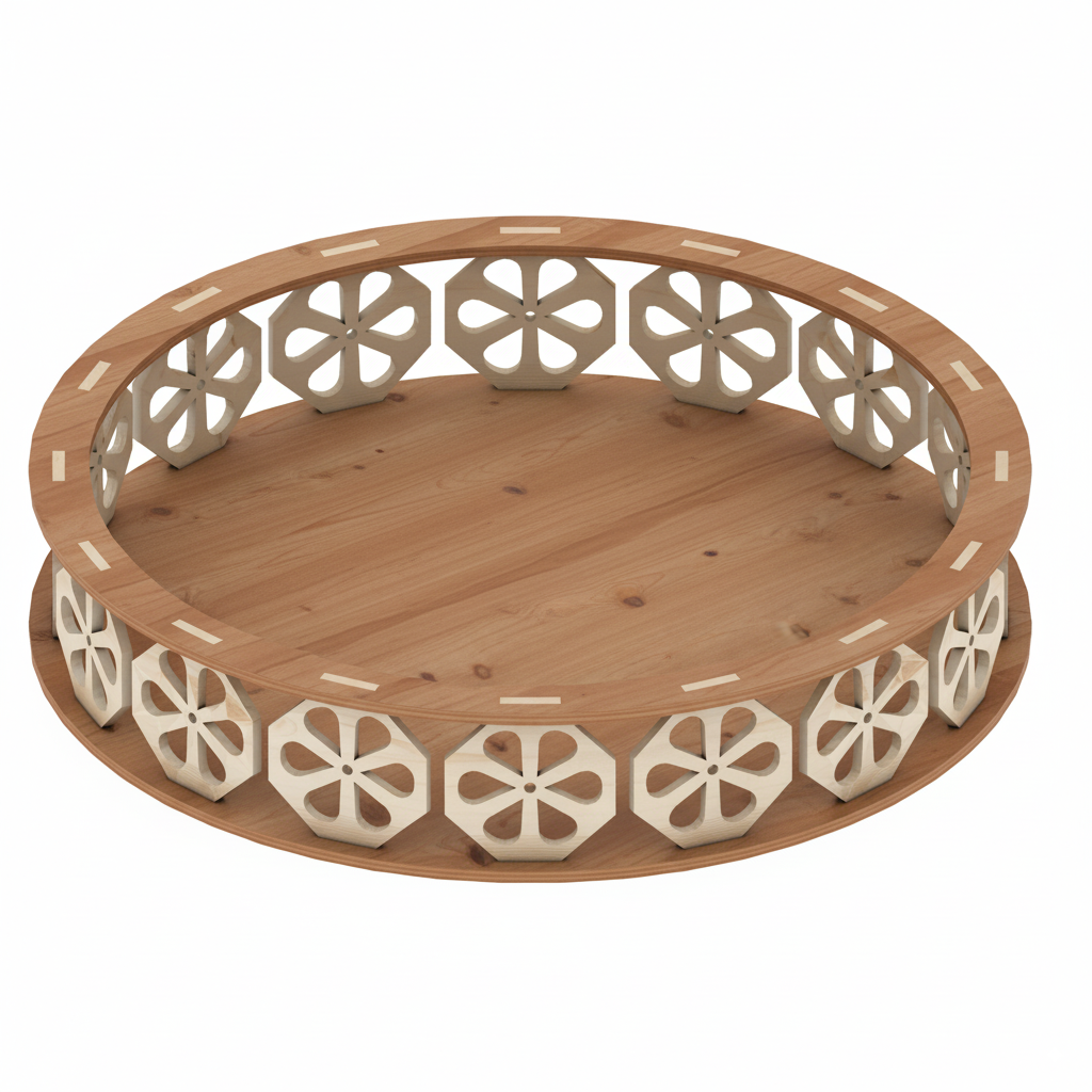 3 Sizes Round Decorative Tray Cutting File - Wooden Baskets Svg Cut Plans 152