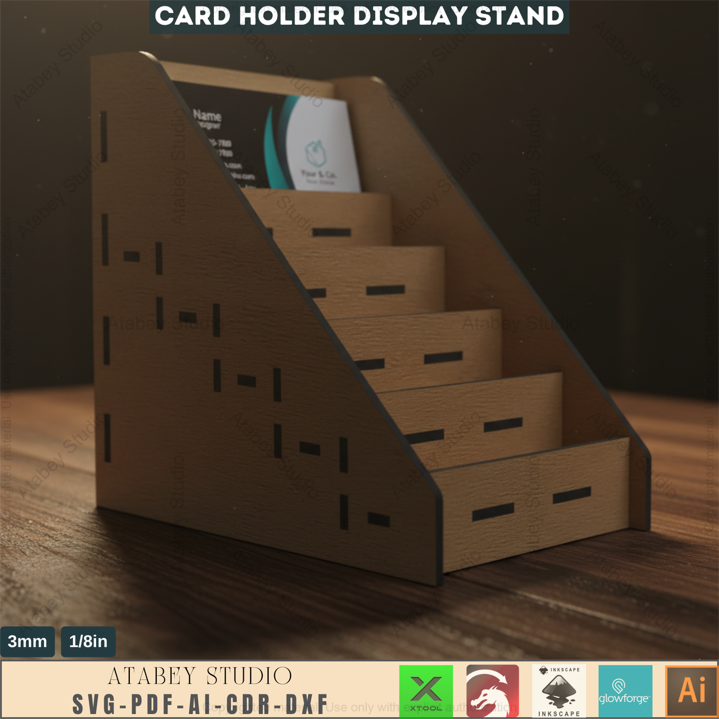 Elevate Your Networking: Laser Cut Wood Business Card Display - Sleek Organizer & SVG File 563