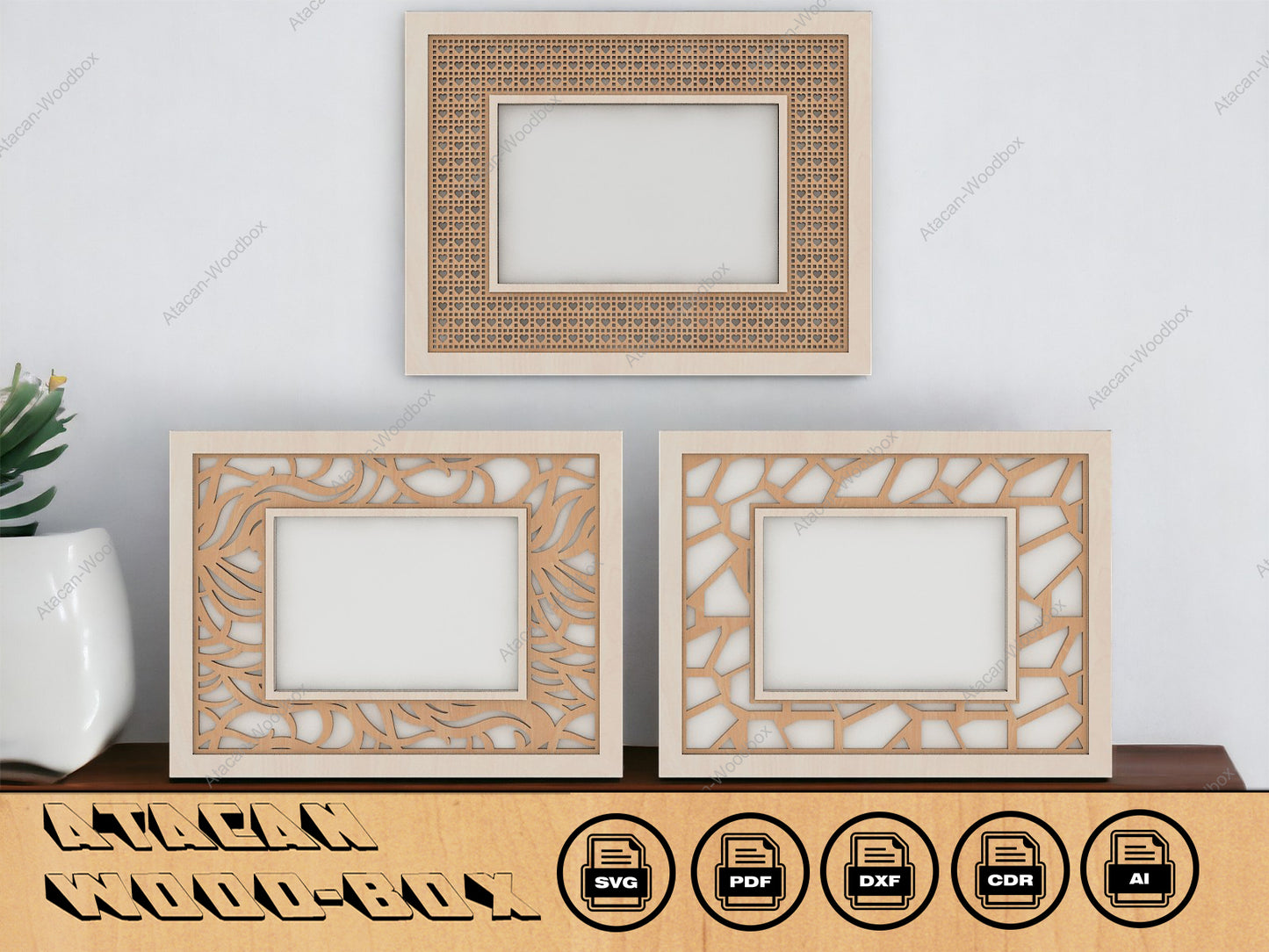 Decorative Frame Set - Rattan Cane Frame Laser Cut Files - Glowforge Files - Digital Download 236