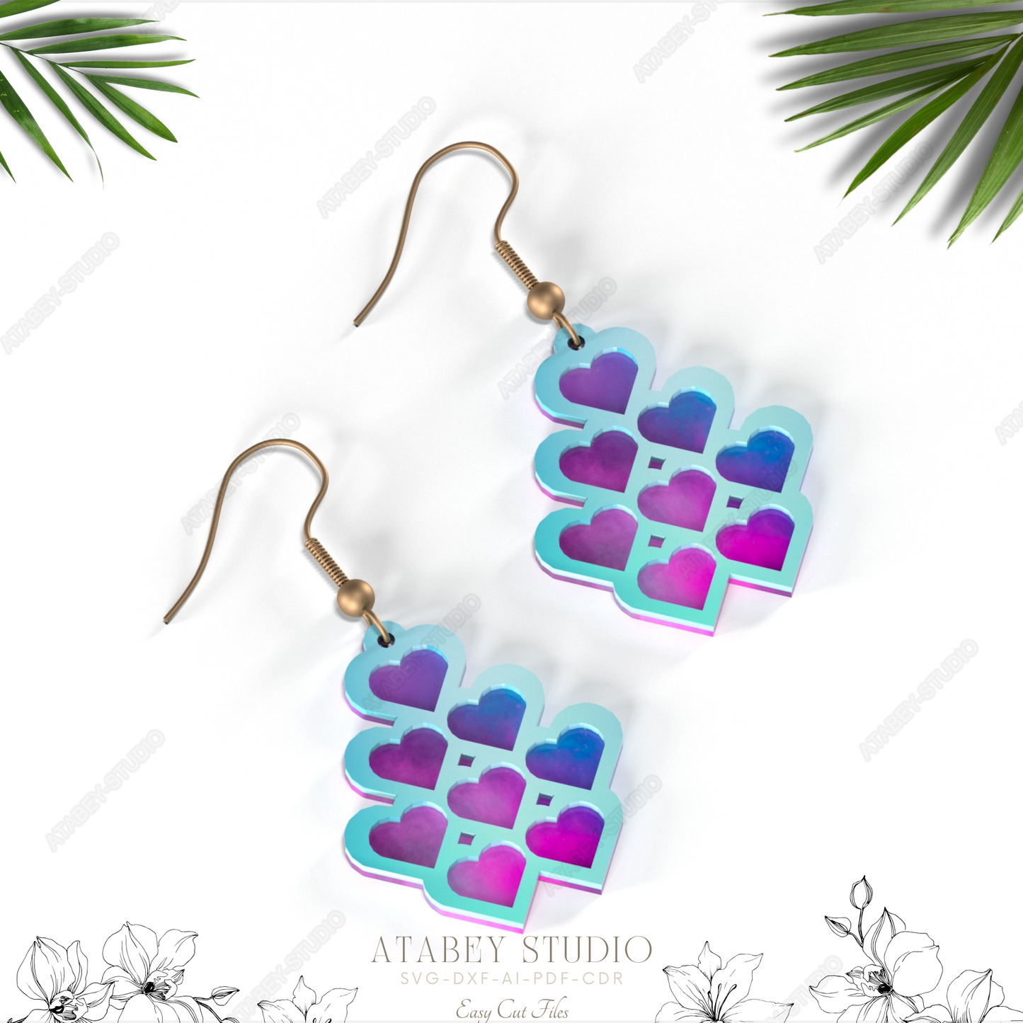 Colorful Laser-Cut Heart Earrings - Fashionable Jewelry 828