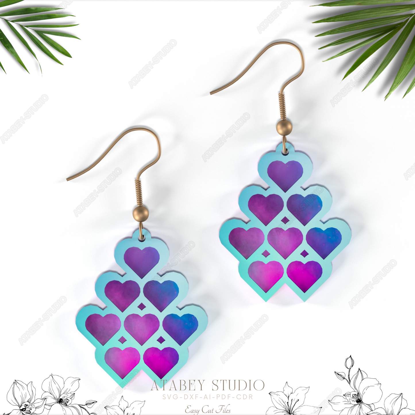 Colorful Laser-Cut Heart Earrings - Fashionable Jewelry 828