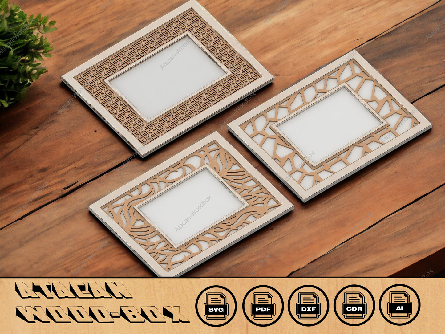 Decorative Frame Set - Rattan Cane Frame Laser Cut Files - Glowforge Files - Digital Download 236