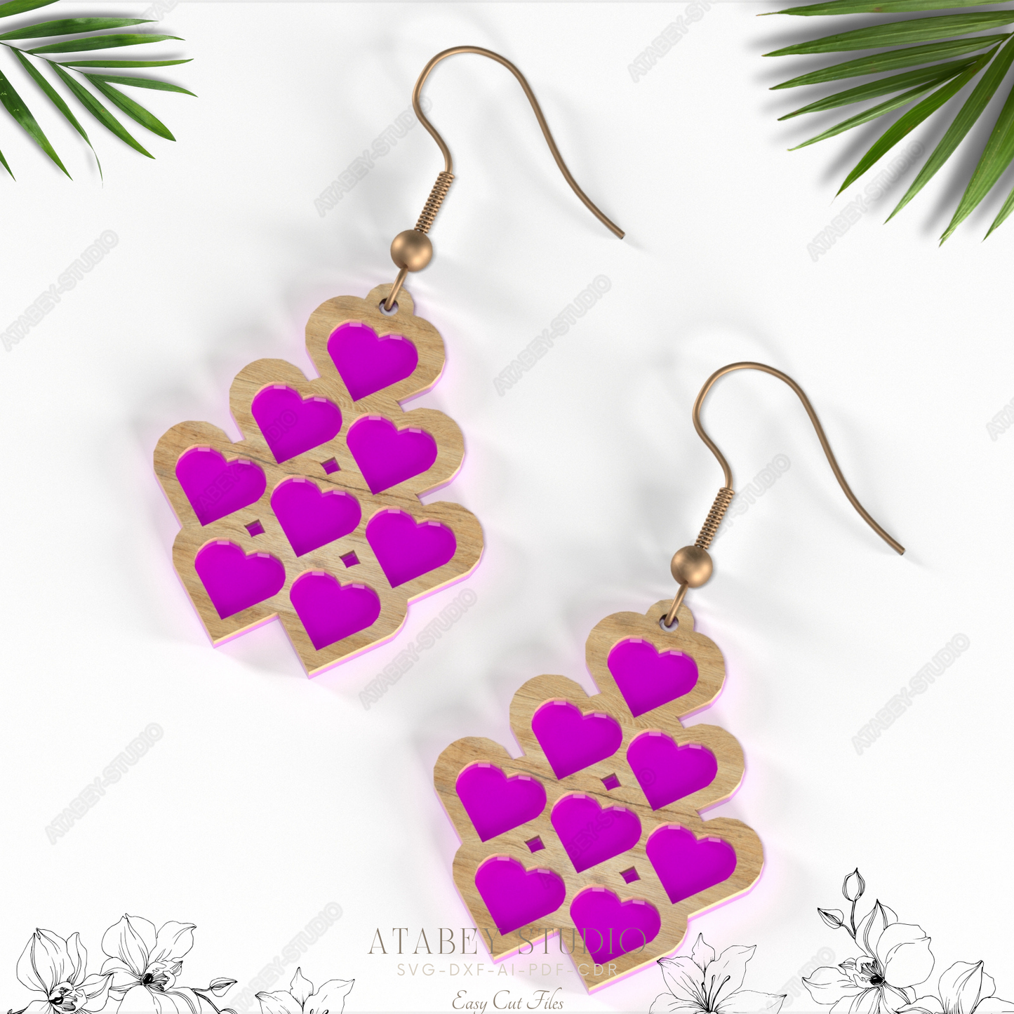 Colorful Laser-Cut Heart Earrings - Fashionable Jewelry 828