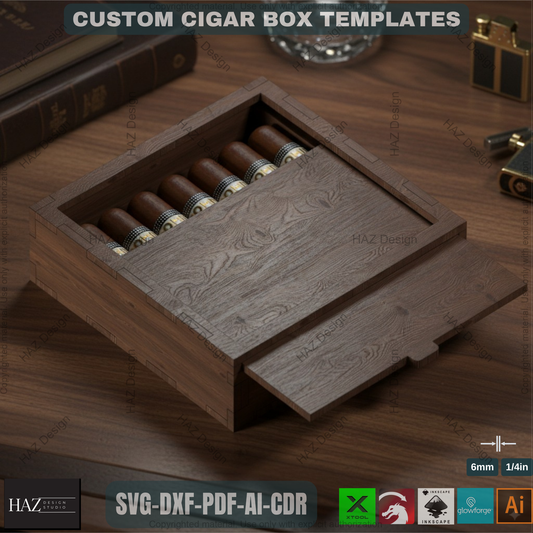 Premium Laser Cut Cigar Box Template - DIY Storage Solution for Woodworking 369