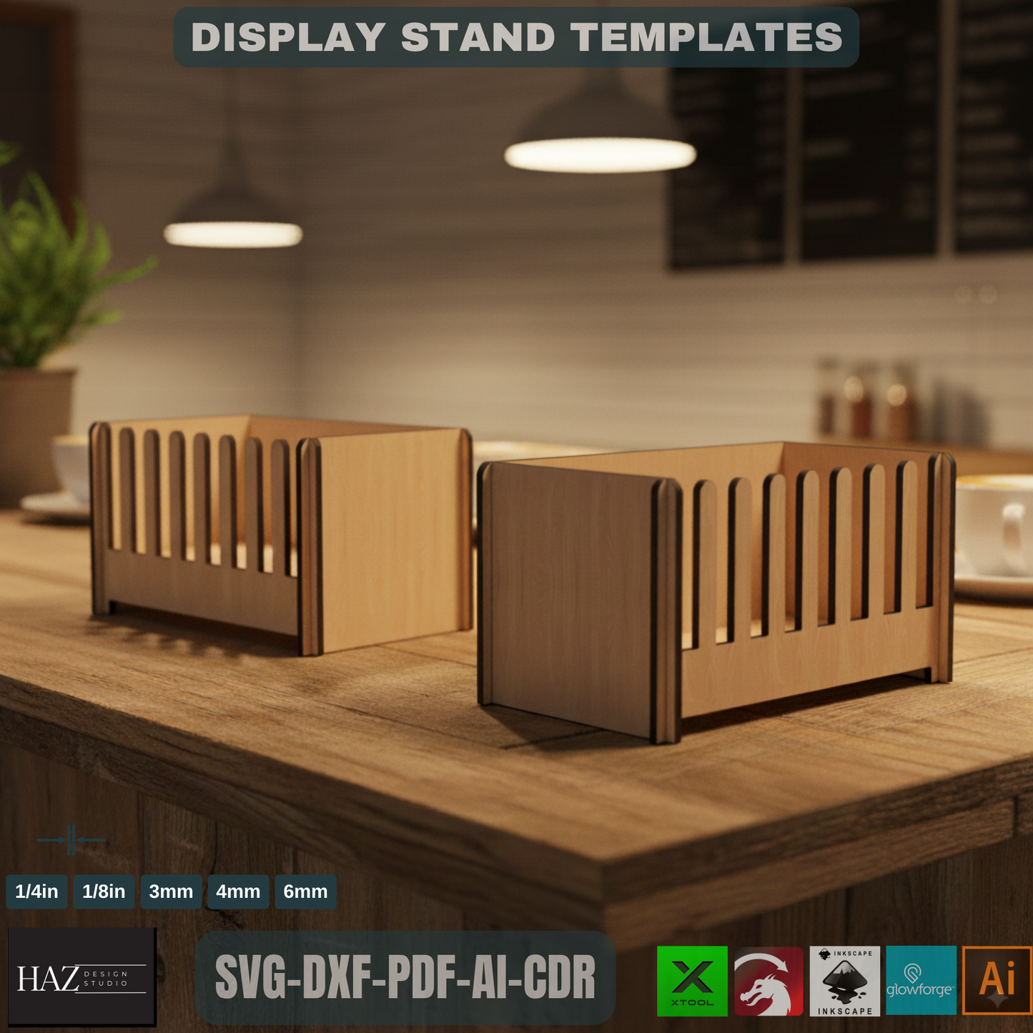 Laser Cut Greeting Card Stand: Retail Display Template ,3-Size Laser Cut Card Display: Showcase Your Cards Beautifully, 427