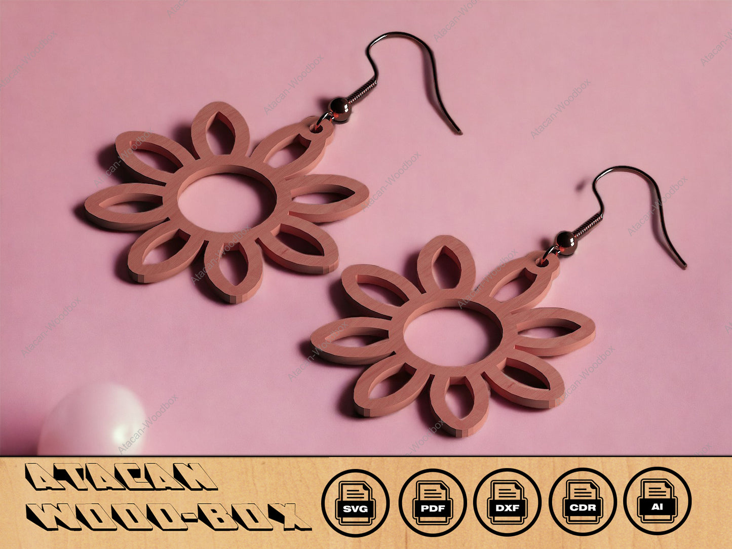 Wooden Earrings Jewelry Set / Glowforge, Lightburn Digital laser Cut Files 286