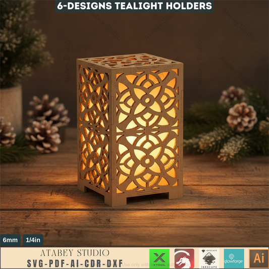 DIY Wooden Desk Lamps & Tealight Holders - Laser Cutting Templates SVG DXF Files 597