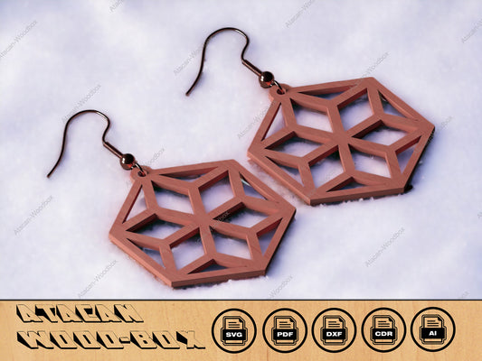 Wooden Earrings Jewelry Set / Glowforge, Lightburn Digital laser Cut Files 286