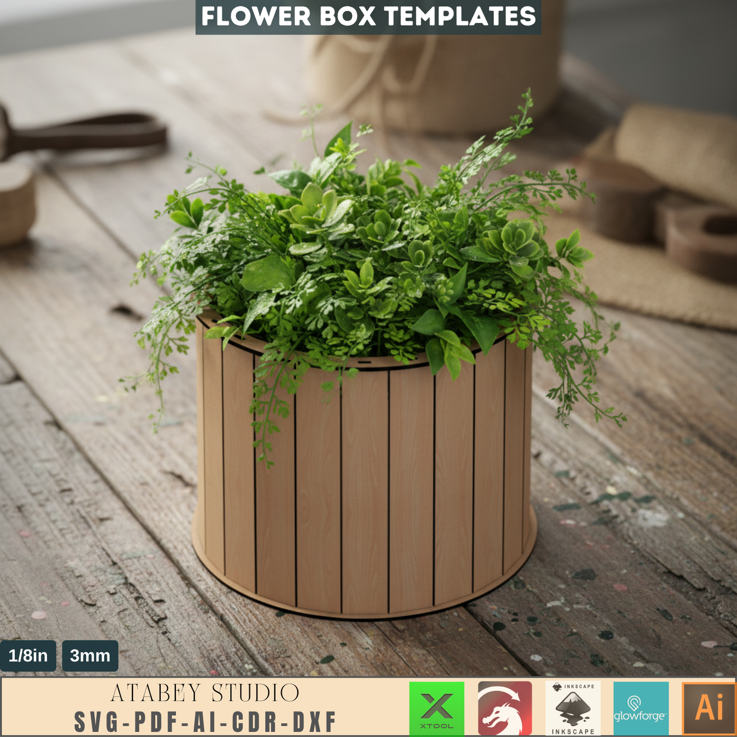 DIY Flower and Gift Basket - Laser Cut Wooden Box for Garden Projects 708