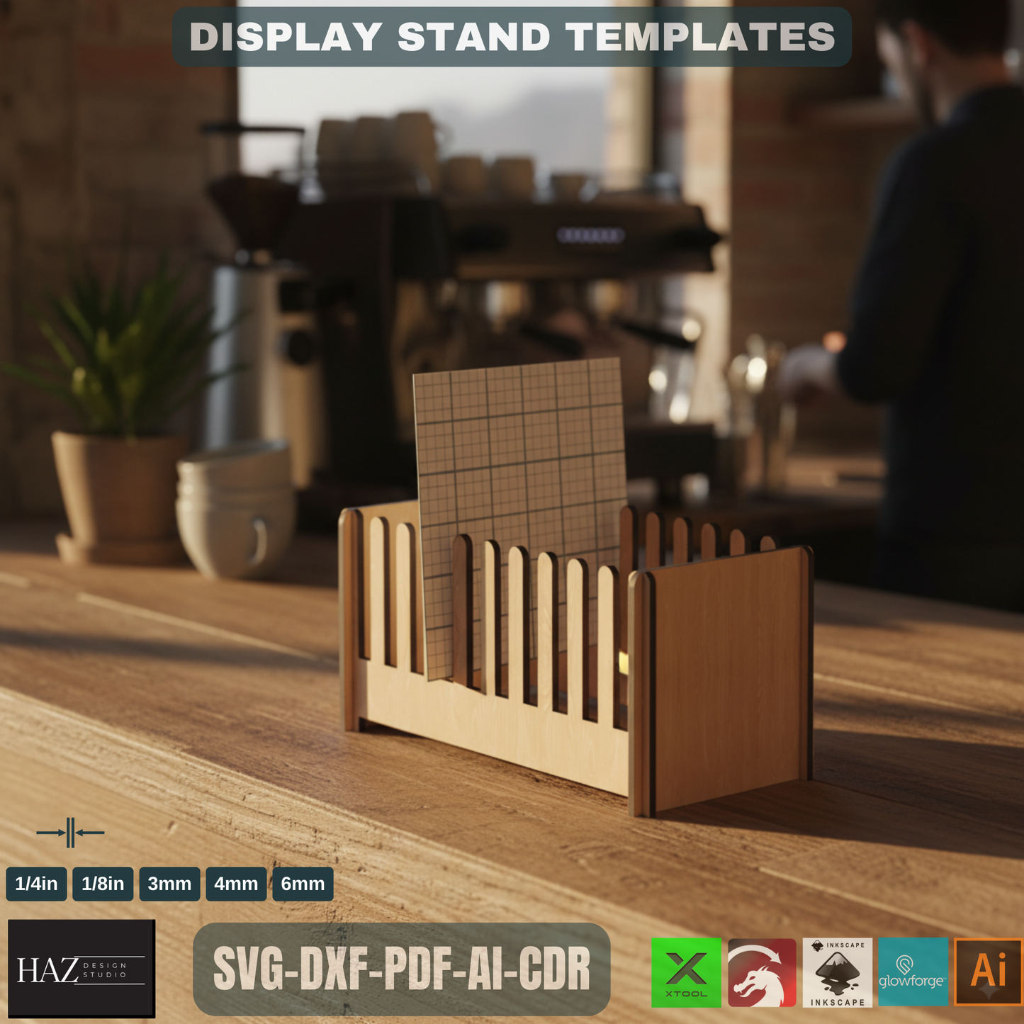 Laser Cut Greeting Card Stand: Retail Display Template ,3-Size Laser Cut Card Display: Showcase Your Cards Beautifully, 427
