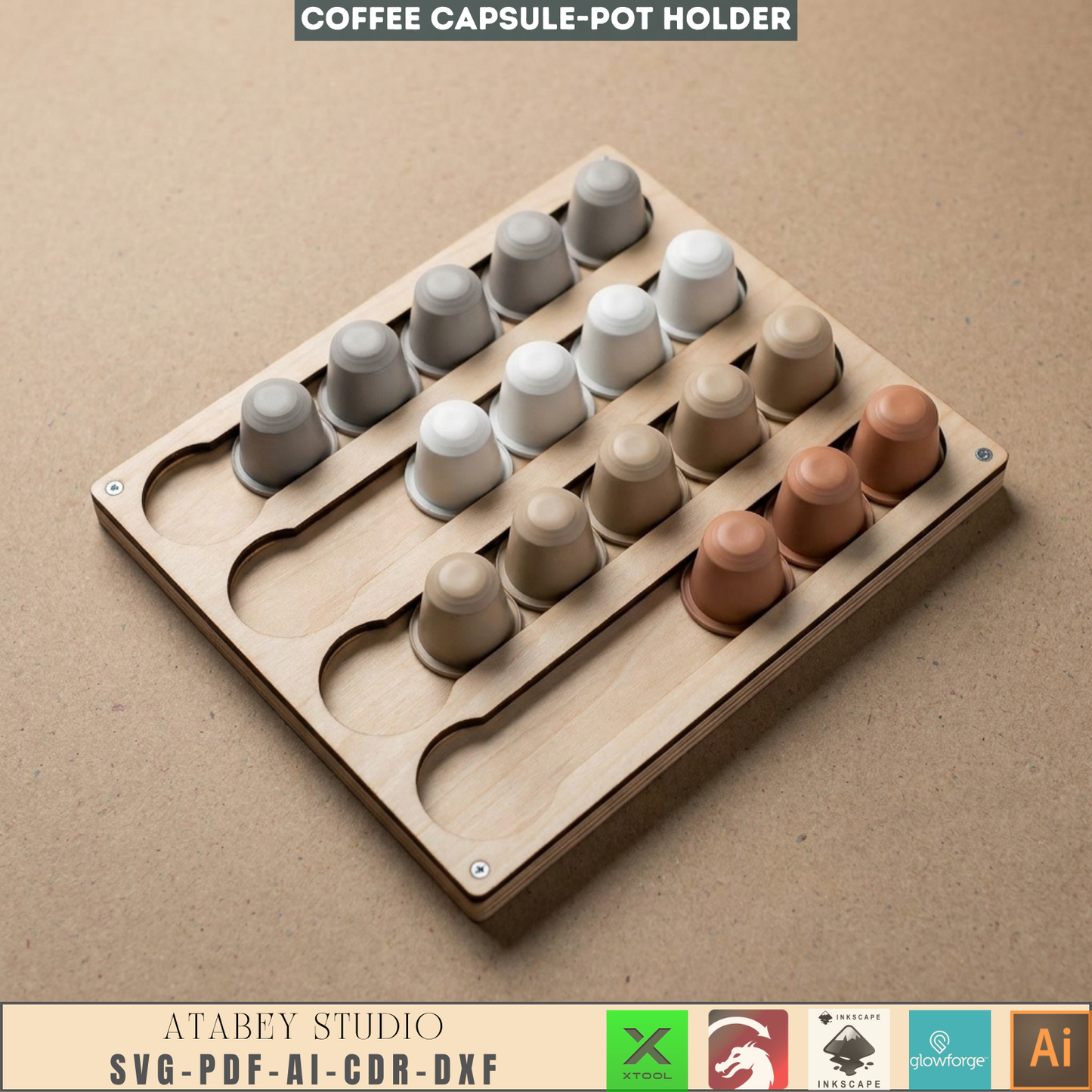 Modern Coffee Pod Holder | Wooden Wall Mount Organizer for Coffee Capsules