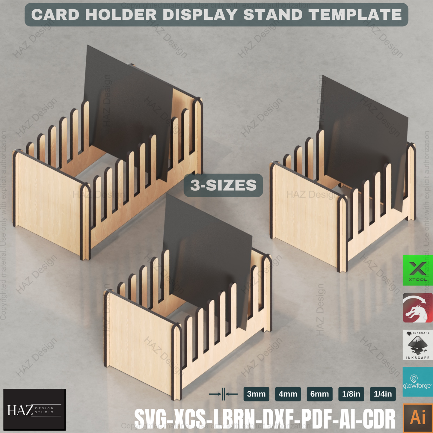 Laser Cut Greeting Card Stand: Retail Display Template ,3-Size Laser Cut Card Display: Showcase Your Cards Beautifully, 427