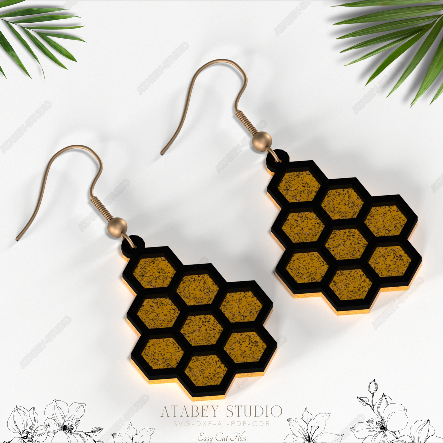 Honeycomb & Bee Earrings - Bee Inspired Earring Collection - Unique Honeycomb, Hive, Bee Designs - Unique Nature Jewelry 863