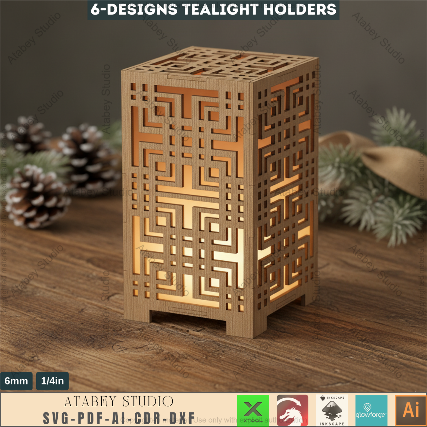 DIY Wooden Desk Lamps & Tealight Holders - Laser Cutting Templates SVG DXF Files 597