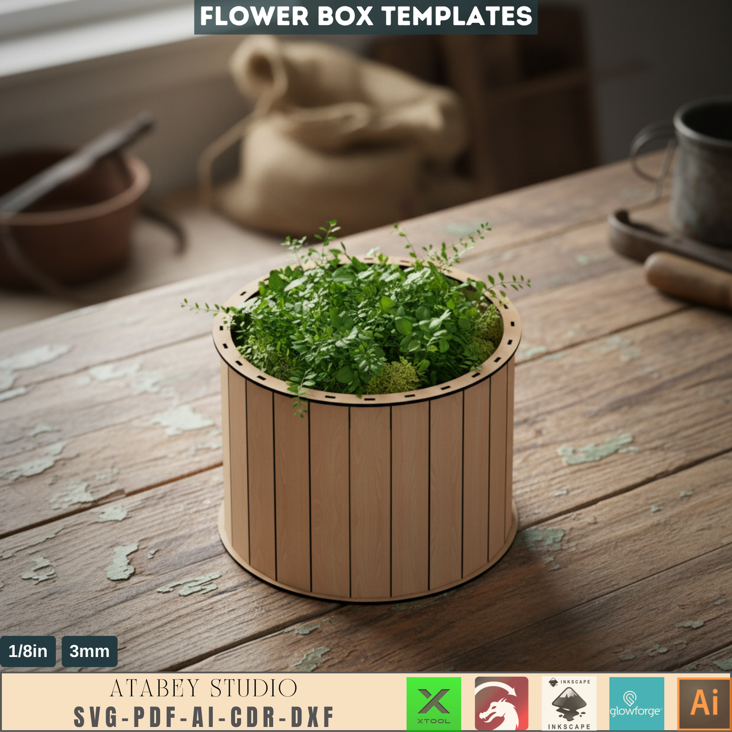 DIY Flower and Gift Basket - Laser Cut Wooden Box for Garden Projects 708