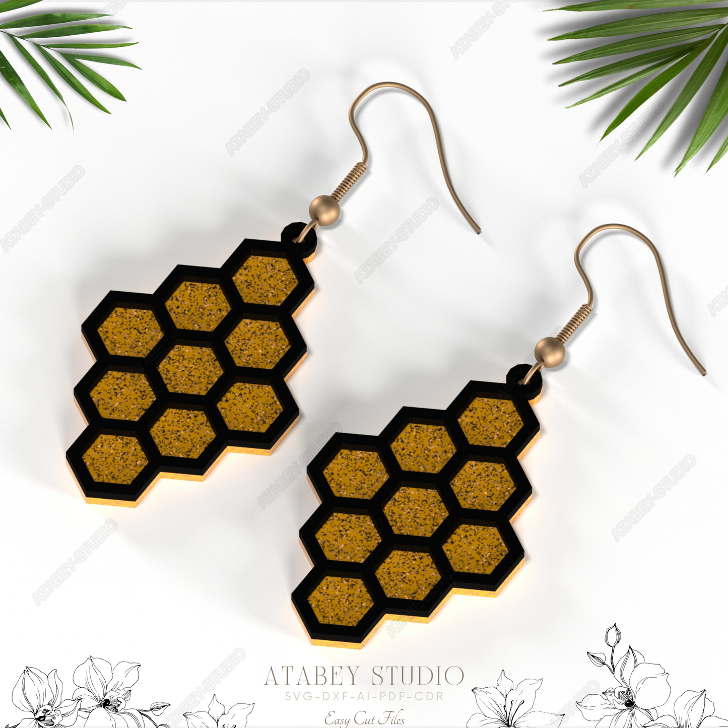 Honeycomb & Bee Earrings - Bee Inspired Earring Collection - Unique Honeycomb, Hive, Bee Designs - Unique Nature Jewelry 863