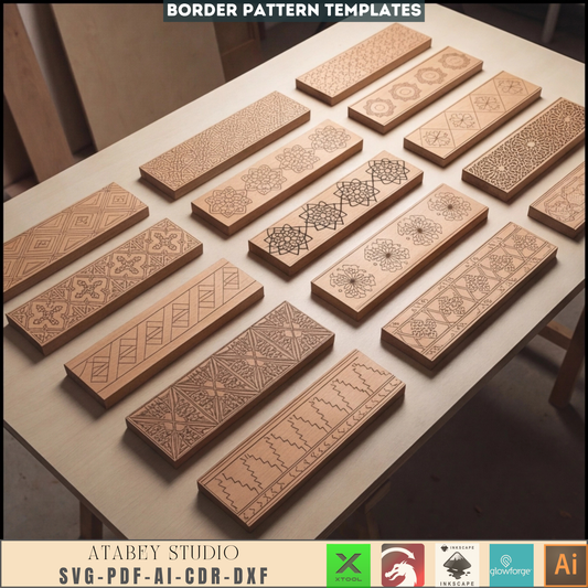 Ornamental Border Laser Cut Files - Intricate Wooden Border Engraving Designs