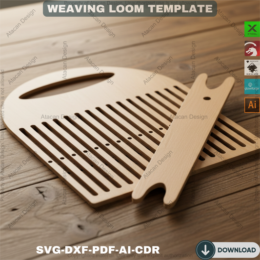 Digital Weaving Loom Kit - Small Lap Loom for Beginners - Learn to Weave with 31 Slots - Shuttle & Needle Included