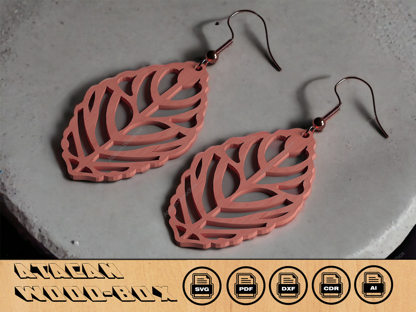 Wooden Earrings Jewelry Set / Glowforge, Lightburn Digital laser Cut Files 286