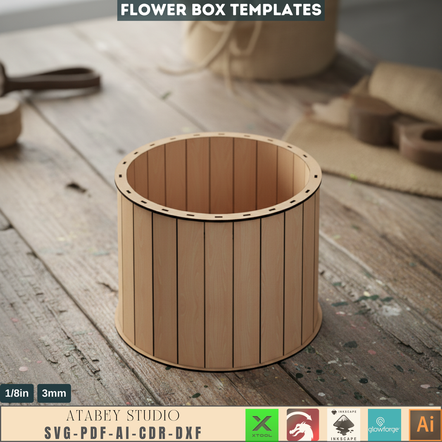 DIY Flower and Gift Basket - Laser Cut Wooden Box for Garden Projects 708