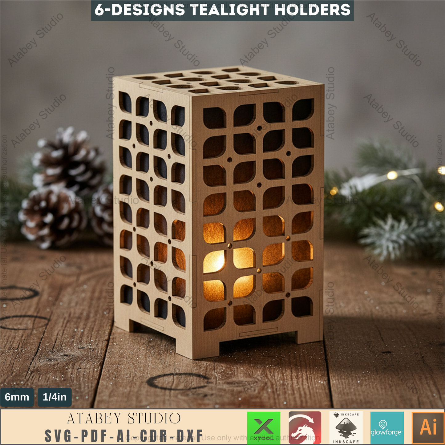 DIY Wooden Desk Lamps & Tealight Holders - Laser Cutting Templates SVG DXF Files 597