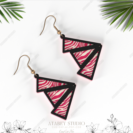 Trendy Three Angle Earrings Design - Perfect for Laser Cutting 830