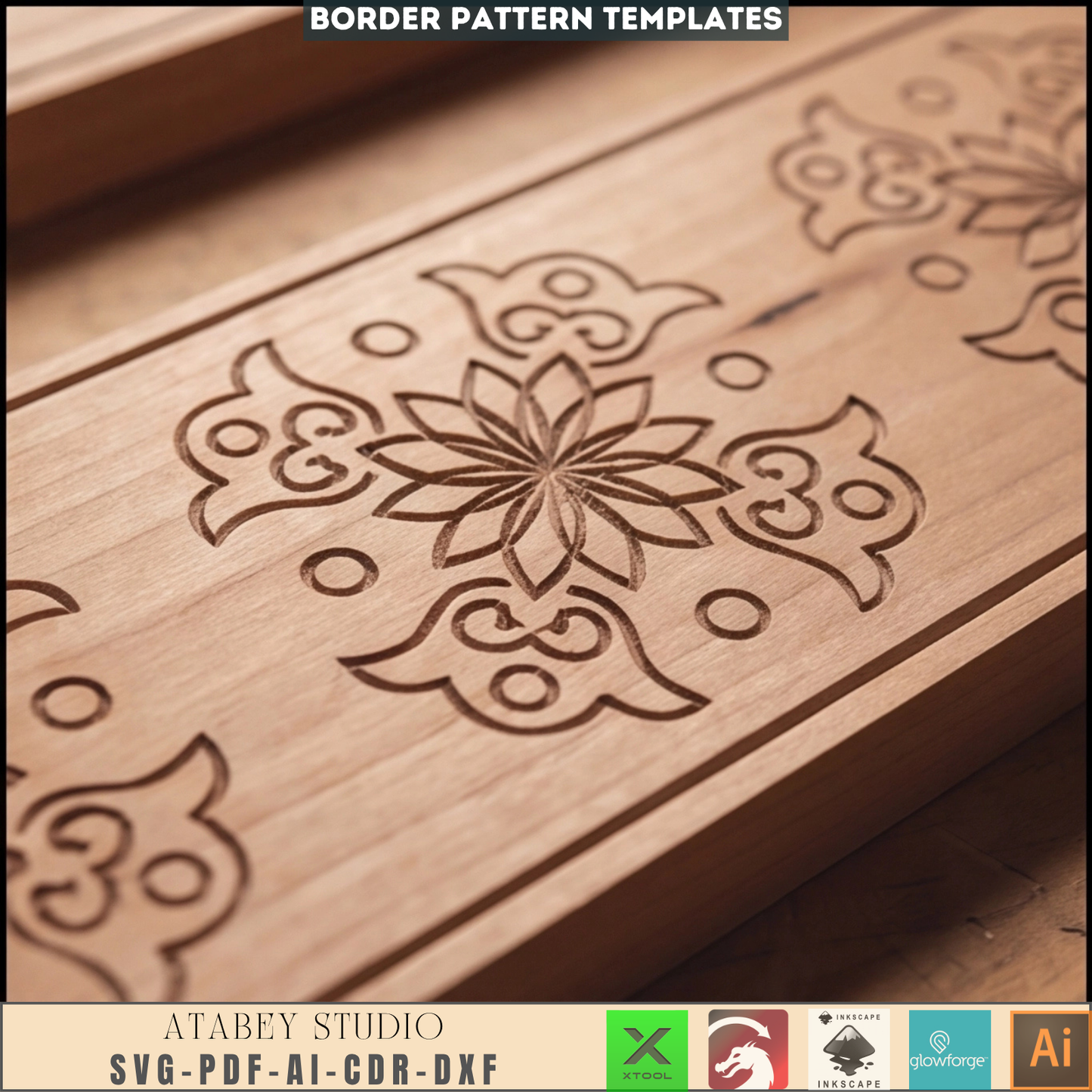 Ornamental Border Laser Cut Files - Intricate Wooden Border Engraving Designs