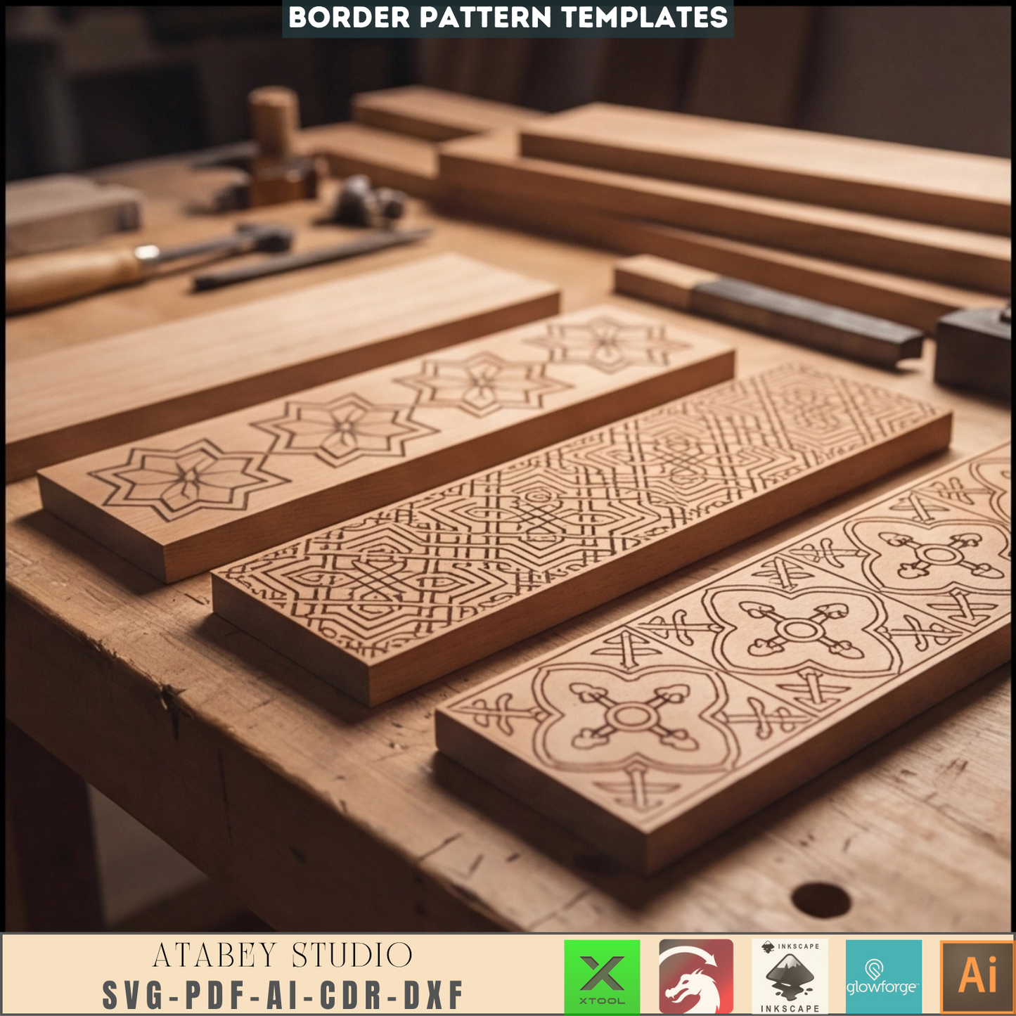 Ornamental Border Laser Cut Files - Intricate Wooden Border Engraving Designs