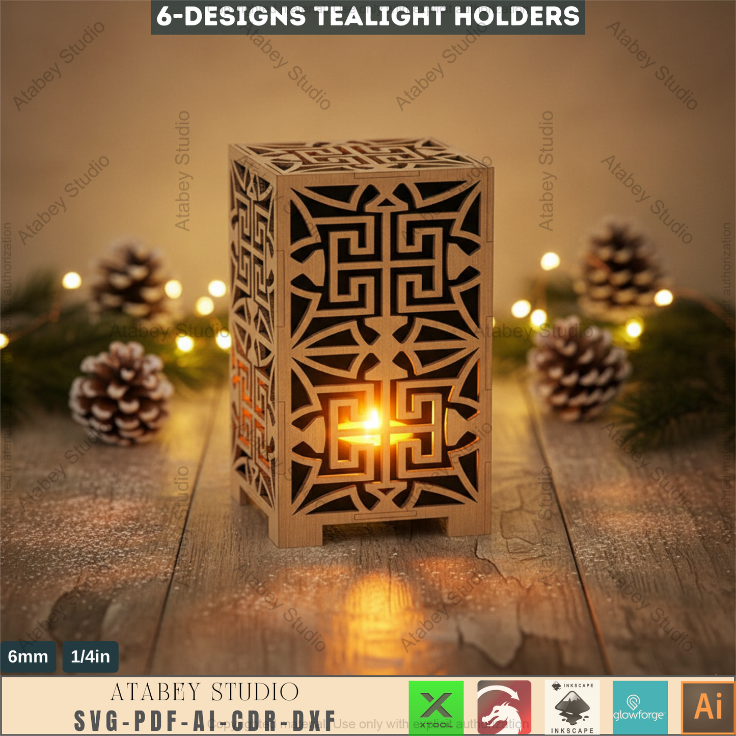 DIY Wooden Desk Lamps & Tealight Holders - Laser Cutting Templates SVG DXF Files 597