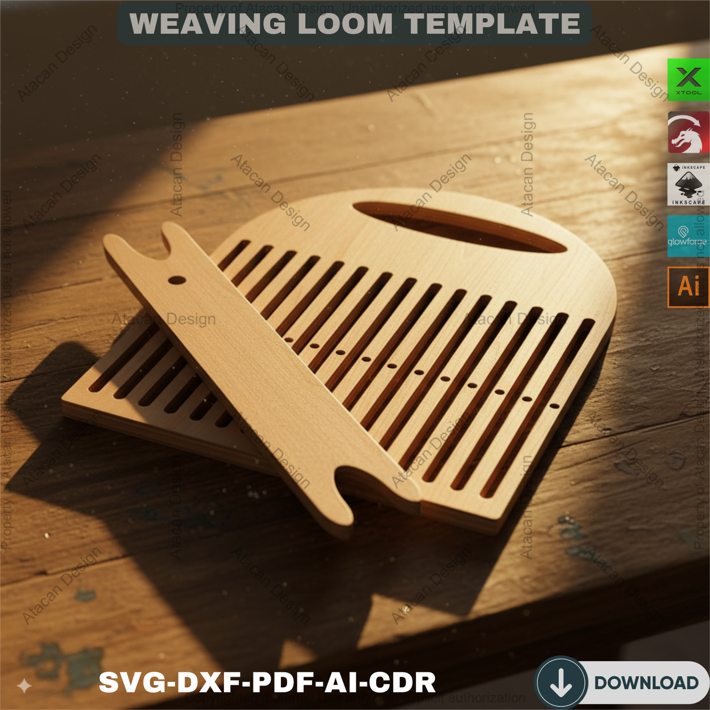 Digital Weaving Loom Kit - Small Lap Loom for Beginners - Learn to Weave with 31 Slots - Shuttle & Needle Included