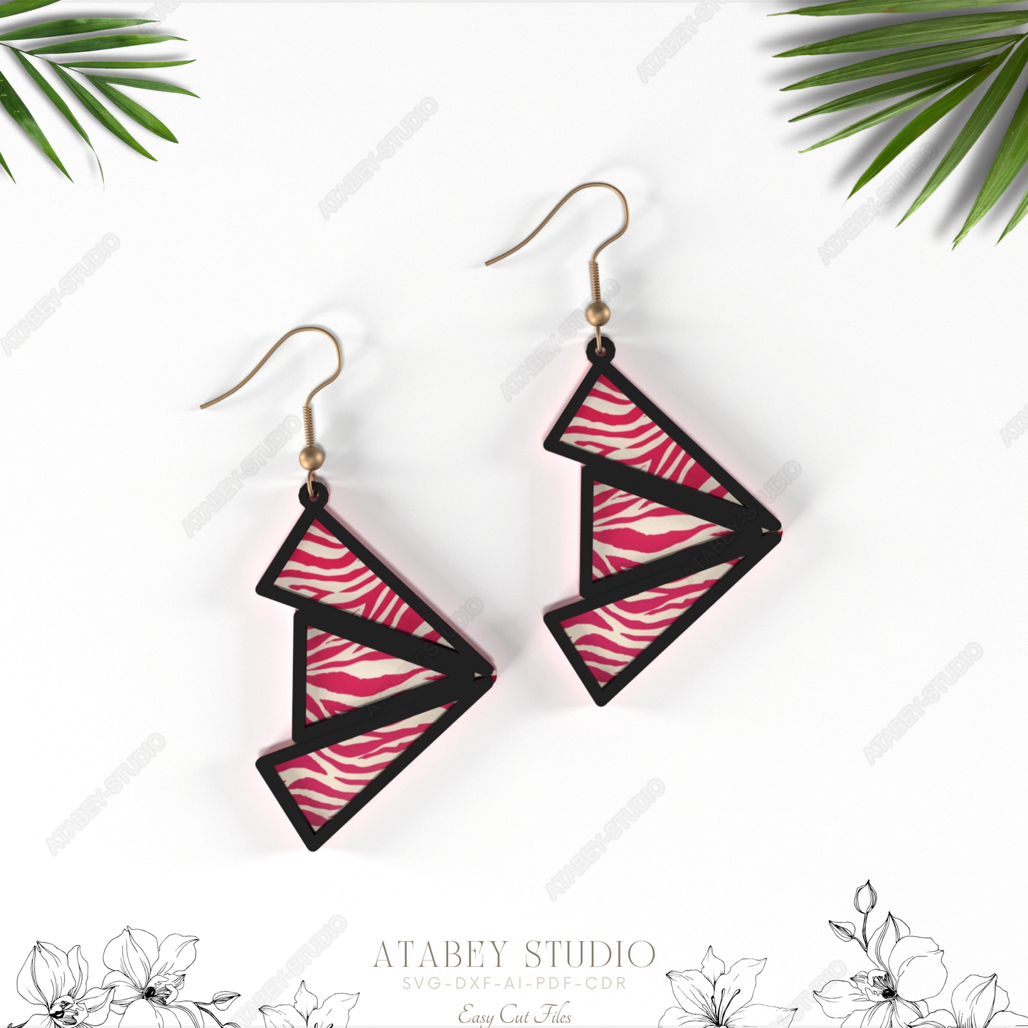 Trendy Three Angle Earrings Design - Perfect for Laser Cutting 830