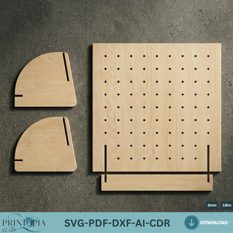 Wooden Earring Display Stand Laser Cut Template Plywood Jewelry Organizer Pegboard Earring Holder