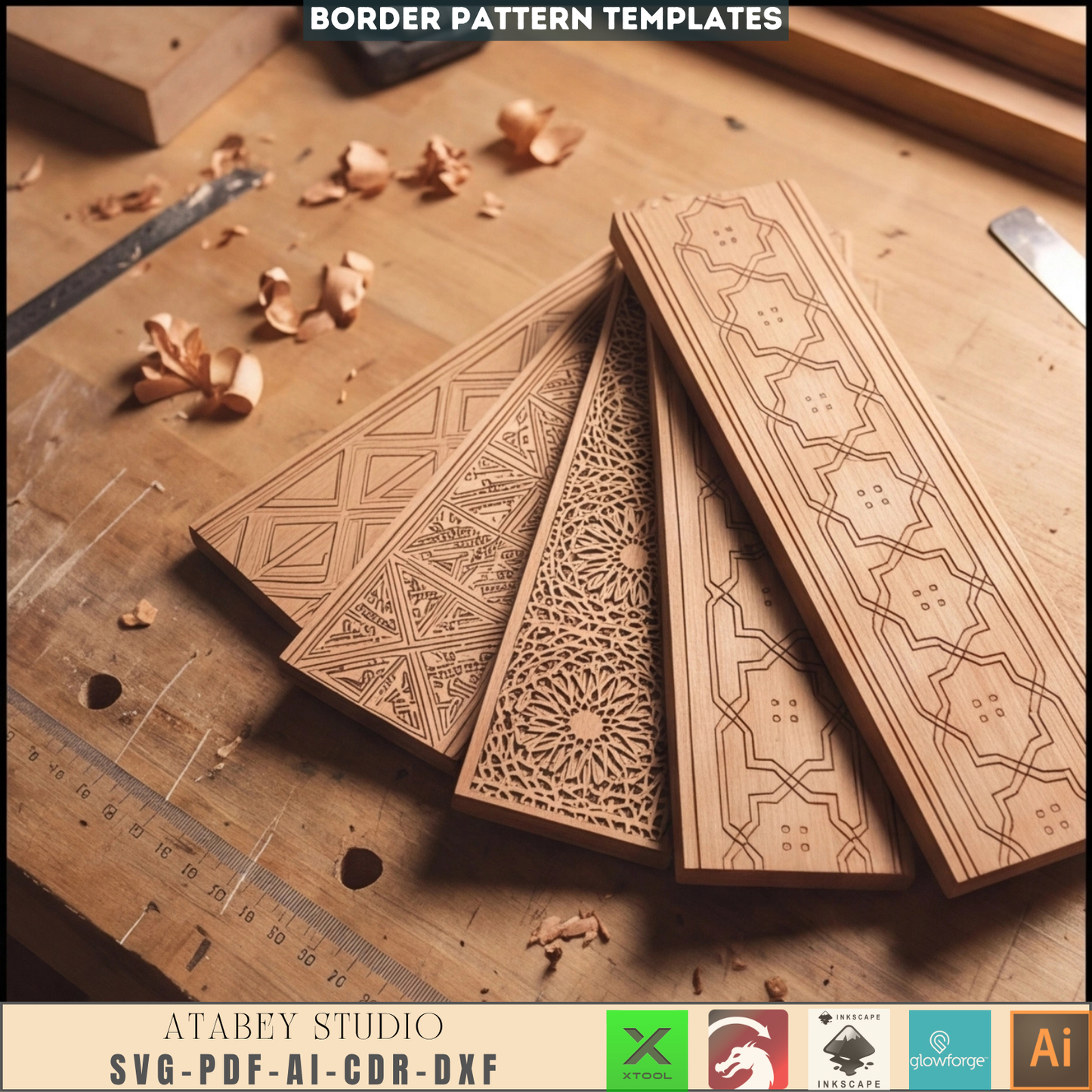 Ornamental Border Laser Cut Files - Intricate Wooden Border Engraving Designs