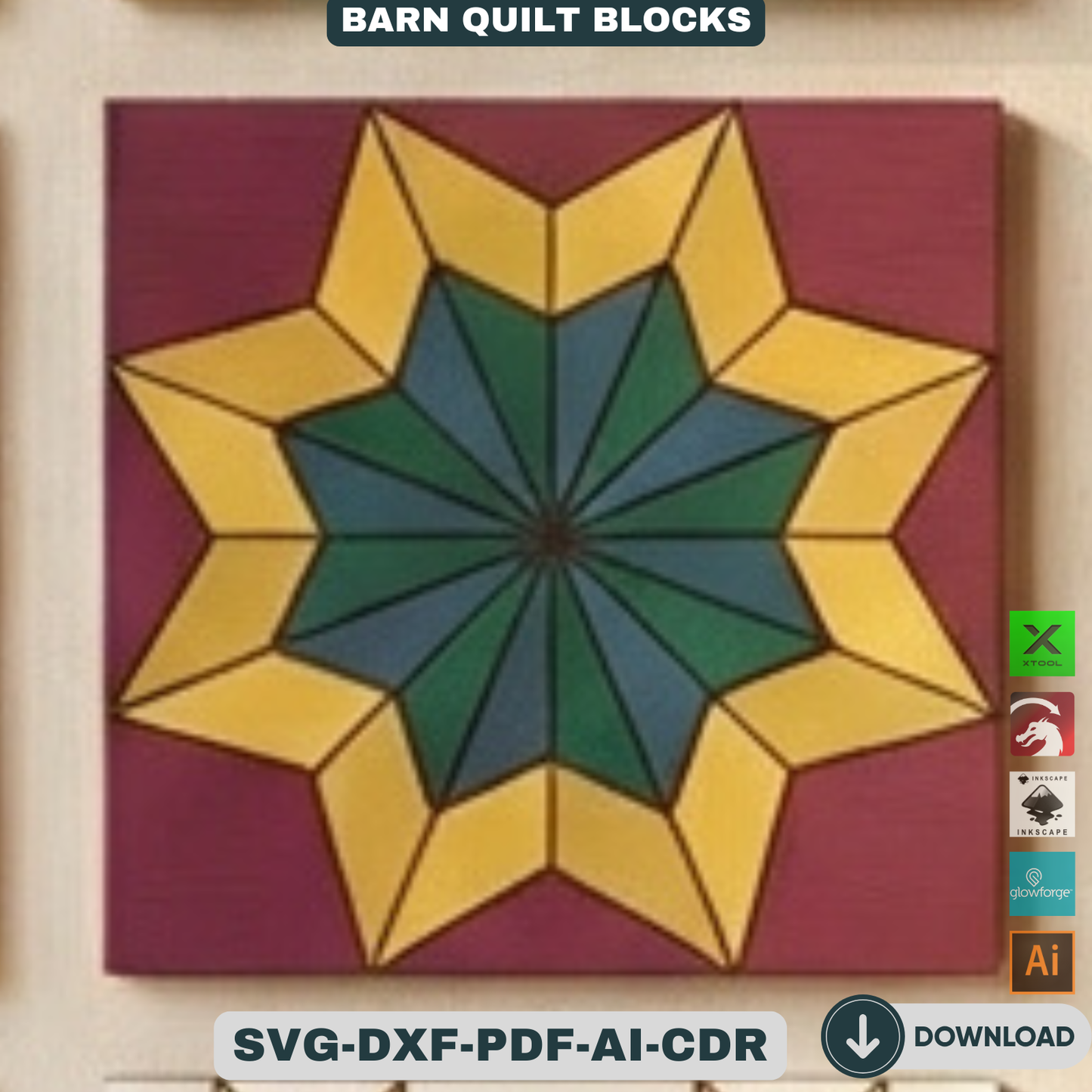 Quilt Block Patterns Laser Cut Template Modern Mosaic Wood Wall Art Farmhouse Decor DIY Patchwork Sign 936